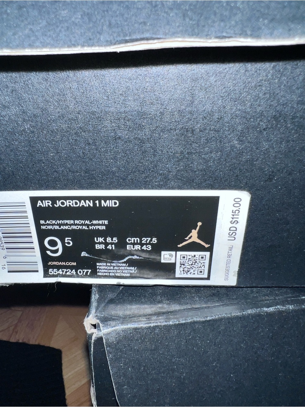 Nike Air Jordan 1 Mid Black/Hyper Royal/White Women’s Sneakers
